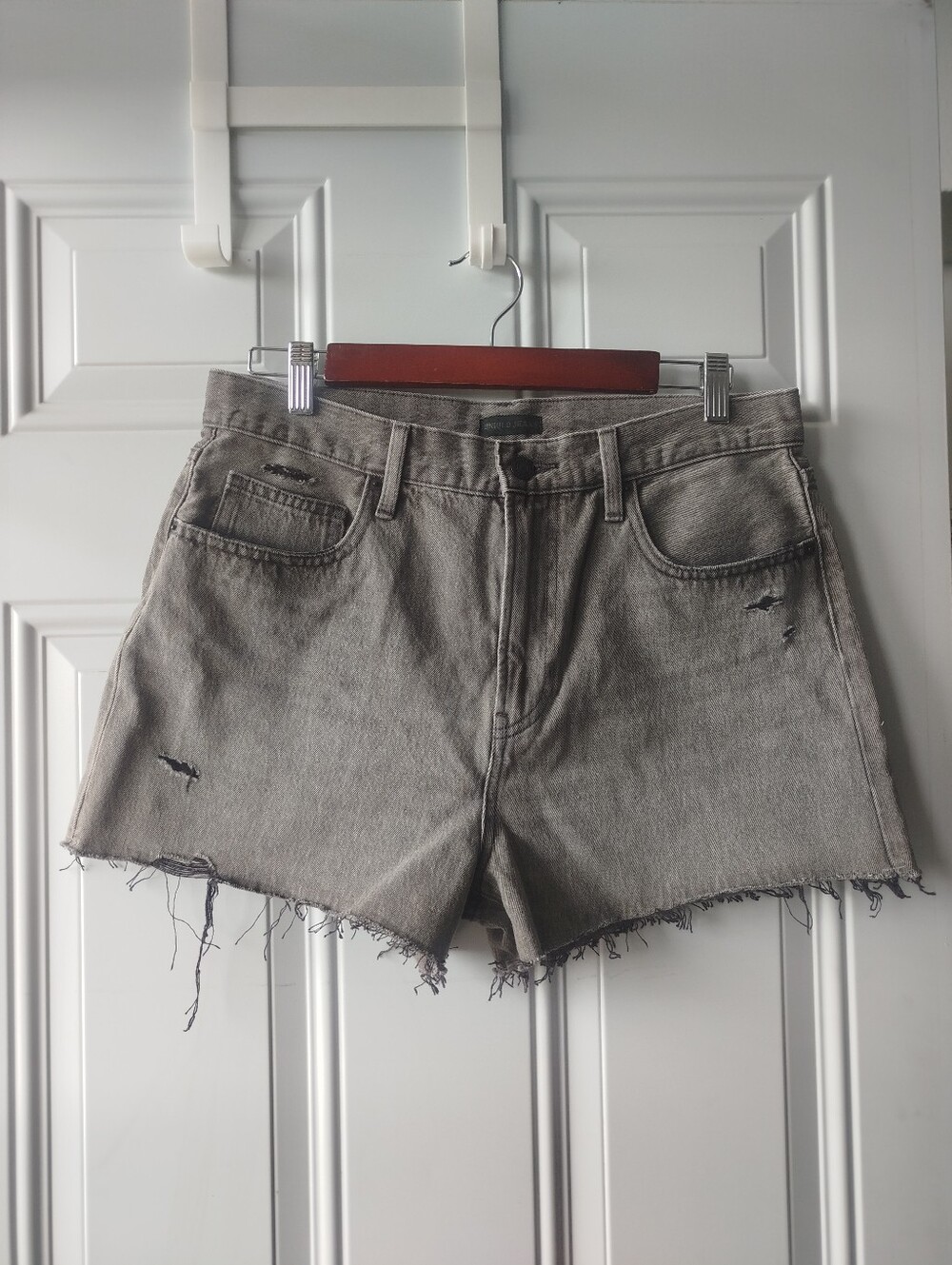Uniqlo Gray High-Rise Distressed Denim Shorts